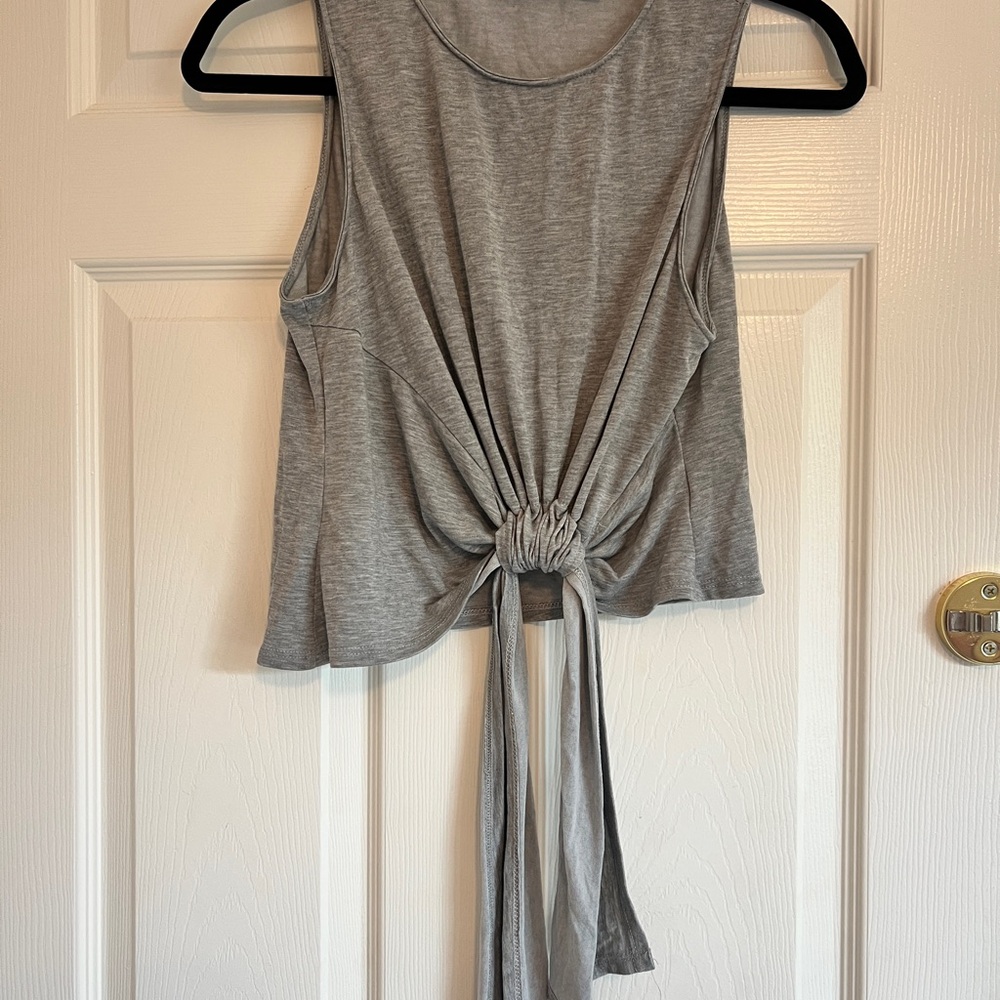 Astr Heather Gray Tie-Front Tank Top